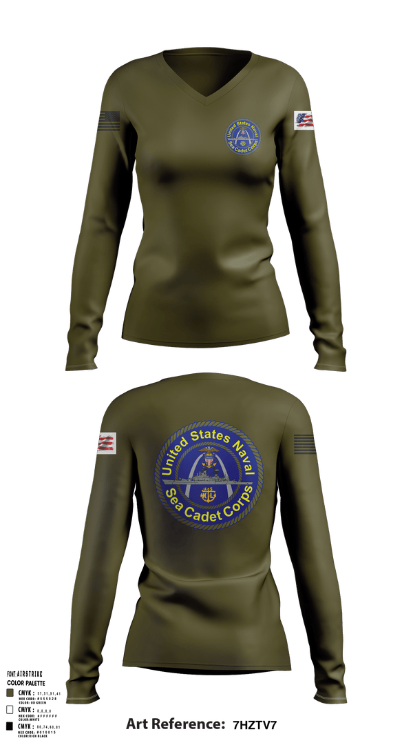 Women's Long Sleeve Vneck Shirt, Battleship misssouri, Navy, Teamtime, Team time, sublimation, custom sports apparel, team uniforms, spirit wear, spiritwear, sports uniforms, custom shirts, team store, custom team store, fundraiser sports, apparel fundraiser