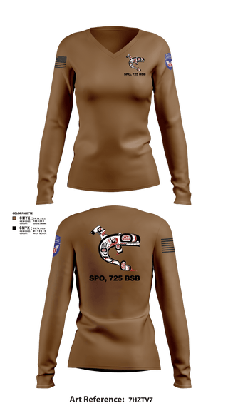 Womens Long Sleeve Vneck Shirt, 725 SPO, Army, Teamtime, Team time, sublimation, custom sports apparel, team uniforms, spirit wear, spiritwear, sports uniforms, custom shirts, team store, custom team store, fundraiser sports, apparel fundraiser