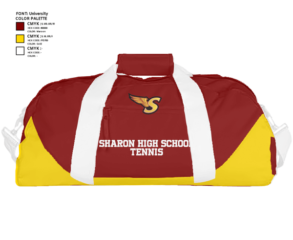 Duffle Bag, Sharon High School Tennis, Tennis, Teamtime, Team time, sublimation, custom sports apparel, team uniforms, spirit wear, spiritwear, sports uniforms, custom shirts, team store, custom team store, fundraiser sports, apparel fundraiser