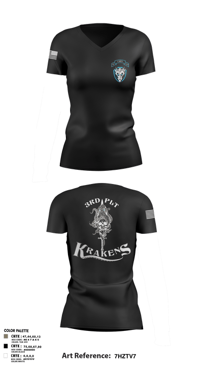 3RD PLT95TH CBRN 57596353 Women's Short Sleeve V-neck Shirt - 3