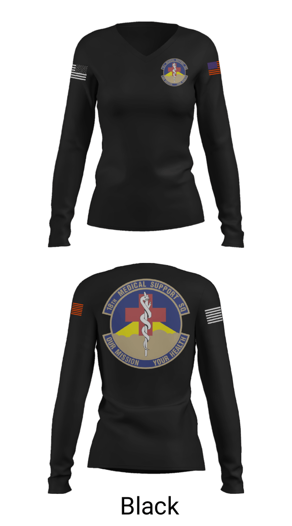 Women's Long Sleeve Vneck Shirt, 18 MDSS, Air Force, Teamtime, Team time, sublimation, custom sports apparel, team uniforms, spirit wear, spiritwear, sports uniforms, custom shirts, team store, custom team store, fundraiser sports, apparel fundraiser