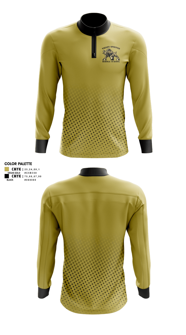 Quarter Zip Jacket, Valley Springs Middle School, Spirit Store, Teamtime, Team time, sublimation, custom sports apparel, team uniforms, spirit wear, spiritwear, sports uniforms, custom shirts, team store, custom team store, fundraiser sports, apparel fundraiser