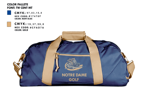 Duffle Bag, Notre Dame Catholic High School Golf, Golf, Teamtime, Team time, sublimation, custom sports apparel, team uniforms, spirit wear, spiritwear, sports uniforms, custom shirts, team store, custom team store, fundraiser sports, apparel fundraiser