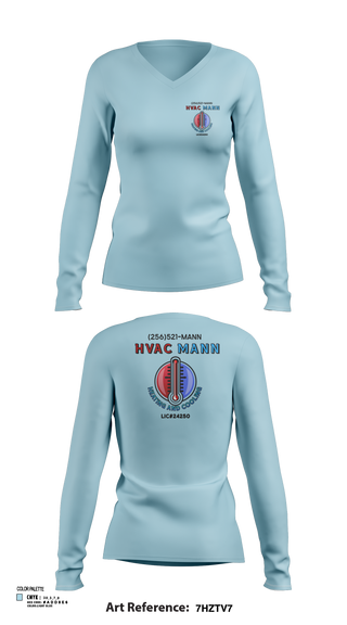Womens Long Sleeve Vneck Shirt, Hvacmannllc, , Teamtime, Team time, sublimation, custom sports apparel, team uniforms, spirit wear, spiritwear, sports uniforms, custom shirts, team store, custom team store, fundraiser sports, apparel fundraiser