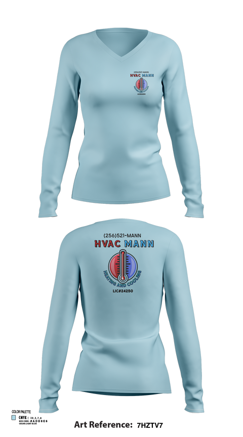 Womens Long Sleeve Vneck Shirt, Hvacmannllc, , Teamtime, Team time, sublimation, custom sports apparel, team uniforms, spirit wear, spiritwear, sports uniforms, custom shirts, team store, custom team store, fundraiser sports, apparel fundraiser
