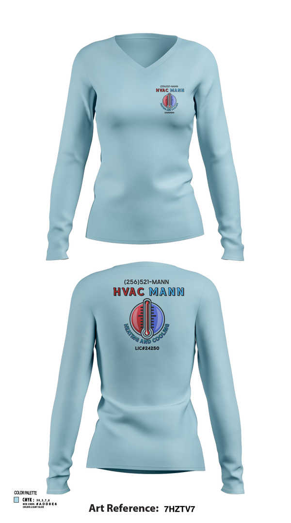 Womens Long Sleeve Vneck Shirt, Hvacmannllc, , Teamtime, Team time, sublimation, custom sports apparel, team uniforms, spirit wear, spiritwear, sports uniforms, custom shirts, team store, custom team store, fundraiser sports, apparel fundraiser