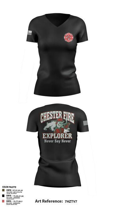Chester fire explorers 87752590 Women's Short Sleeve V-neck Shirt - 3