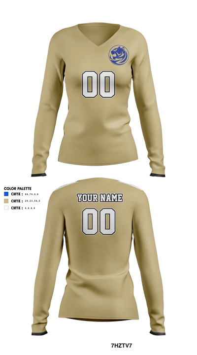 Bradwell Institute Volleyball 8244530 Women's Long Sleeve V-neck Shirt - 16