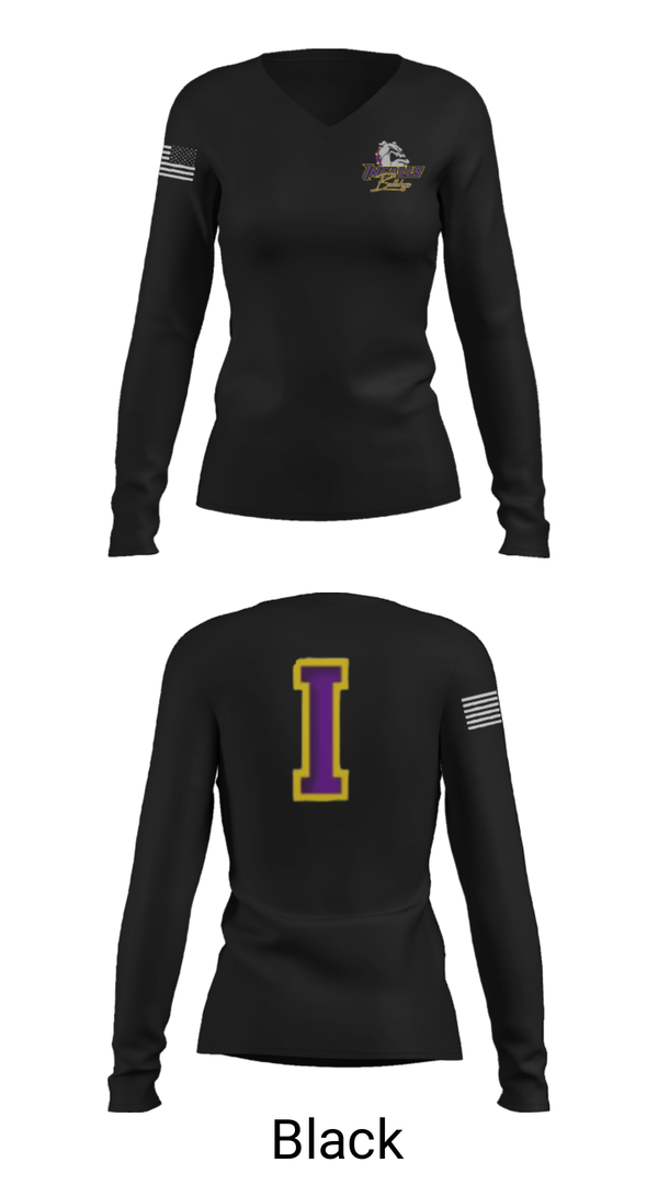 Womens Long Sleeve Vneck Shirt, Ingalls Junior High School Cross Country, Cross Country, Teamtime, Team time, sublimation, custom sports apparel, team uniforms, spirit wear, spiritwear, sports uniforms, custom shirts, team store, custom team store, fundraiser sports, apparel fundraiser