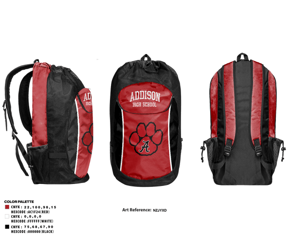 Gear Bag, Addison High School Basketball, Men's Basketball, Teamtime, Team time, sublimation, custom sports apparel, team uniforms, spirit wear, spiritwear, sports uniforms, custom shirts, team store, custom team store, fundraiser sports, apparel fundraiser