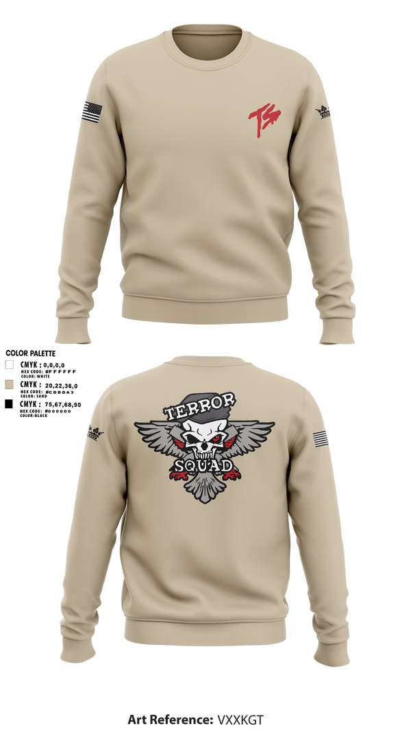 Crew Neck Sweatshirt, Terro Squad, Army, Teamtime, Team time, sublimation, custom sports apparel, team uniforms, spirit wear, spiritwear, sports uniforms, custom shirts, team store, custom team store, fundraiser sports, apparel fundraiser