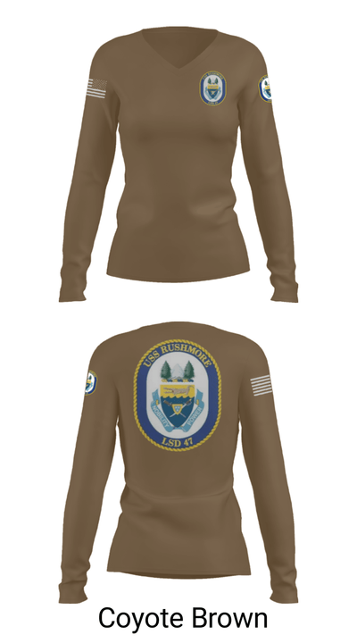 USS RUSHMORE 78932182 Women's Long Sleeve V-neck Shirt - 16