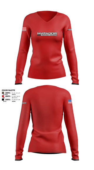 Women's Long Sleeve Vneck Shirt, Matador Tactical, , Teamtime, Team time, sublimation, custom sports apparel, team uniforms, spirit wear, spiritwear, sports uniforms, custom shirts, team store, custom team store, fundraiser sports, apparel fundraiser