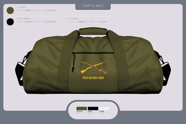 Duffle Bag, State Defense Force, Army, Teamtime, Team time, sublimation, custom sports apparel, team uniforms, spirit wear, spiritwear, sports uniforms, custom shirts, team store, custom team store, fundraiser sports, apparel fundraiser
