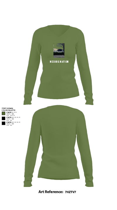 Ned Rig nation 21987003 Women's Long Sleeve V-neck Shirt - 19