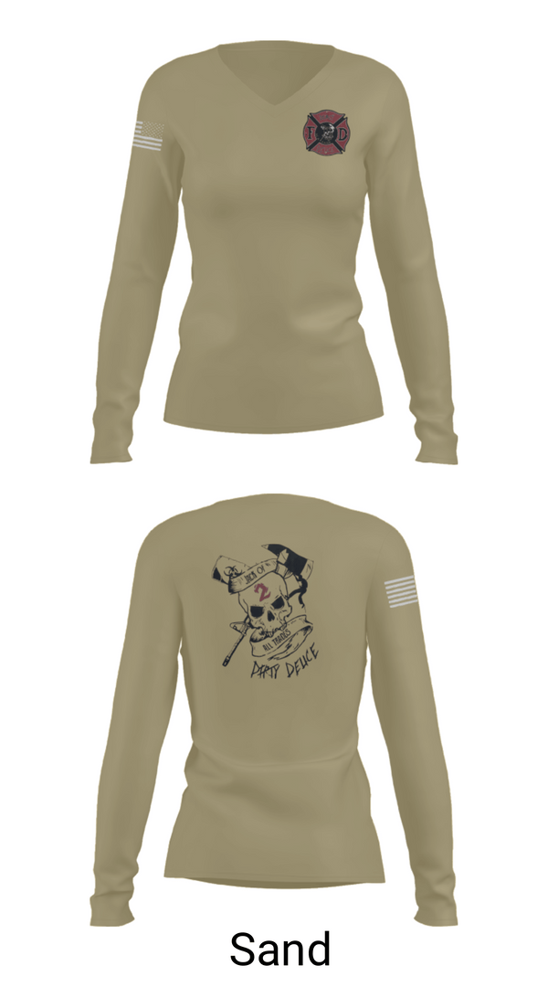 Women's Long Sleeve Vneck Shirt, 386th ECES/CEF, Fire Department, Teamtime, Team time, sublimation, custom sports apparel, team uniforms, spirit wear, spiritwear, sports uniforms, custom shirts, team store, custom team store, fundraiser sports, apparel fundraiser