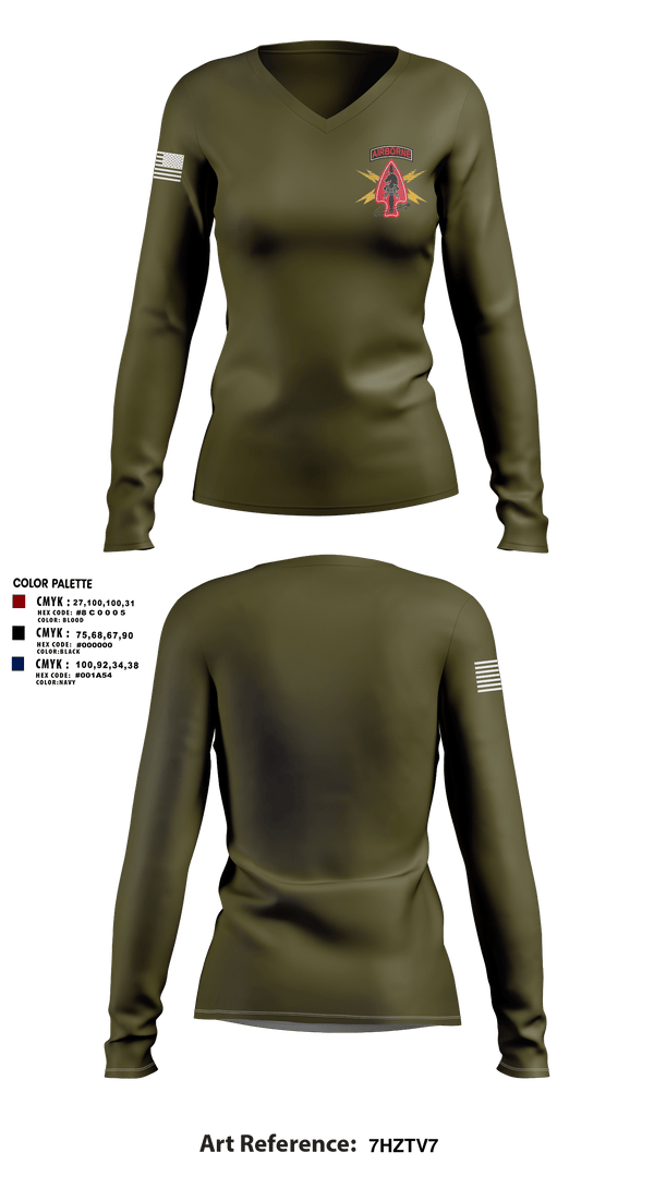 Womens Long Sleeve Vneck Shirt 1, USASOC, Army, Teamtime, Team time, sublimation, custom sports apparel, team uniforms, spirit wear, spiritwear, sports uniforms, custom shirts, team store, custom team store, fundraiser sports, apparel fundraiser