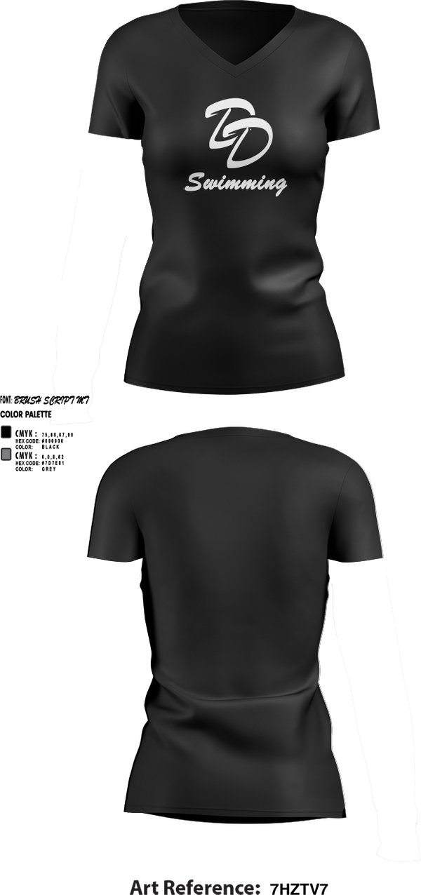 Womens Short Sleeve Vneck Shirt, David Douglas High School Swimming, Swimming, Teamtime, Team time, sublimation, custom sports apparel, team uniforms, spirit wear, spiritwear, sports uniforms, custom shirts, team store, custom team store, fundraiser sports, apparel fundraiser