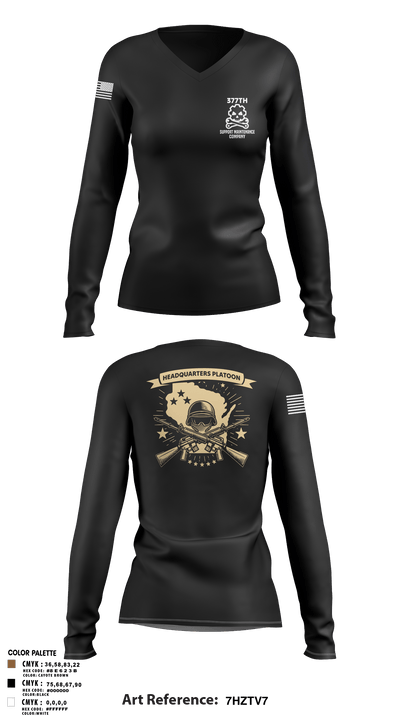 377th SMC 21529568 Women's Long Sleeve V-neck Shirt -1 110