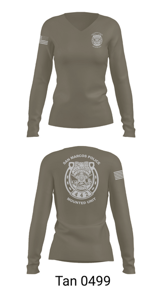 Womens Long Sleeve Vneck Shirt, San Marcos Police Mounted Unit, , Teamtime, Team time, sublimation, custom sports apparel, team uniforms, spirit wear, spiritwear, sports uniforms, custom shirts, team store, custom team store, fundraiser sports, apparel fundraiser