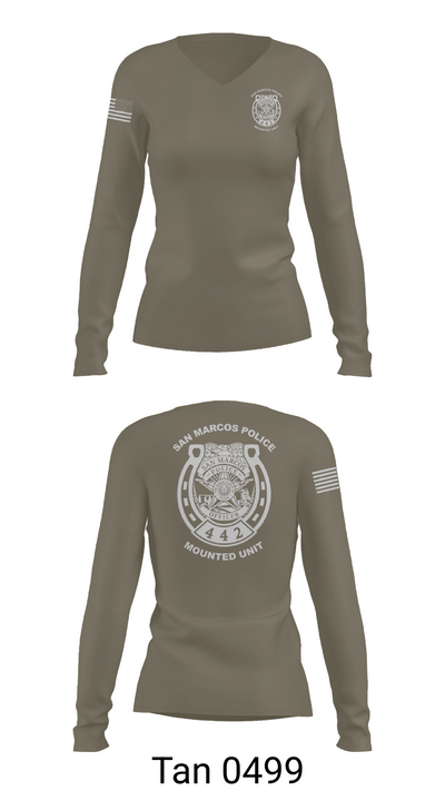 San Marcos Police Mounted Unit 48191371 Women's Long Sleeve V-neck Shirt - 73
