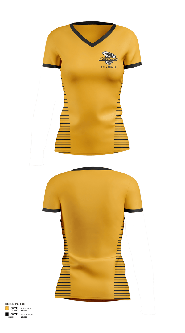Womens Short Sleeve Vneck Shirt, Haynesville High School Basketball, Women's Basketball, Teamtime, Team time, sublimation, custom sports apparel, team uniforms, spirit wear, spiritwear, sports uniforms, custom shirts, team store, custom team store, fundraiser sports, apparel fundraiser