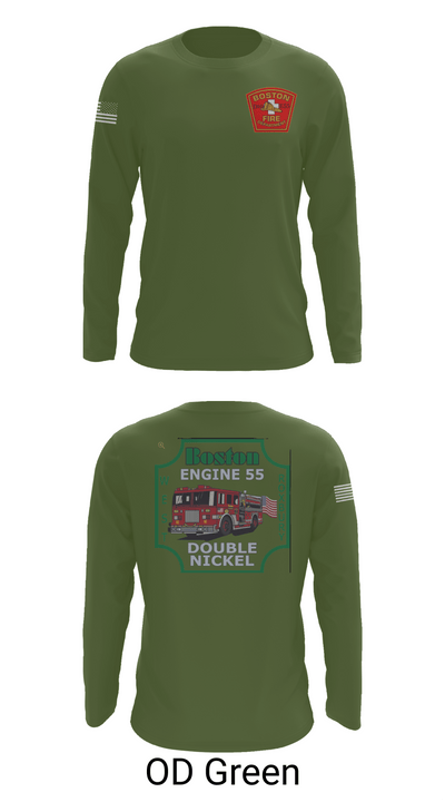 Boston Fire Department Engine 55 92329378 Long Sleeve Performance Shirt - 46