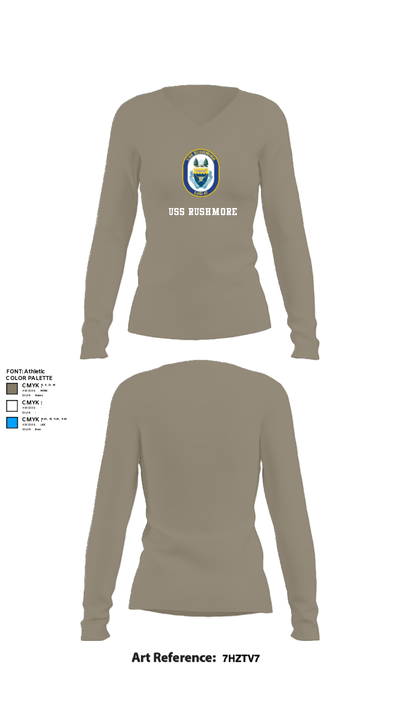 USS RUSHMORE 78932182 Women's Long Sleeve V-neck Shirt - 59