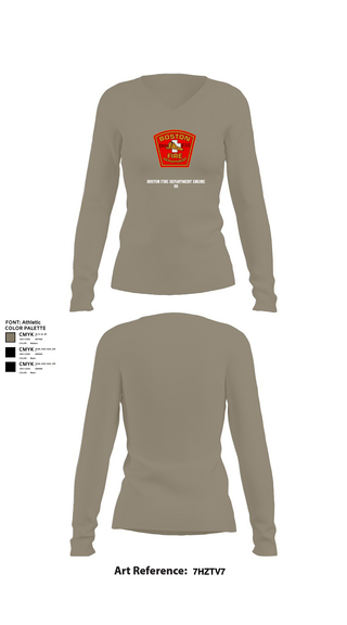 Womens Long Sleeve Vneck Shirt 1, Boston Fire Department Engine 55, , Teamtime, Team time, sublimation, custom sports apparel, team uniforms, spirit wear, spiritwear, sports uniforms, custom shirts, team store, custom team store, fundraiser sports, apparel fundraiser