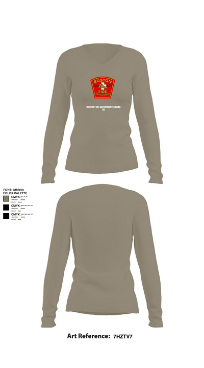Boston Fire Department Engine 55 92329378 Women's Long Sleeve V-neck Shirt -1 62