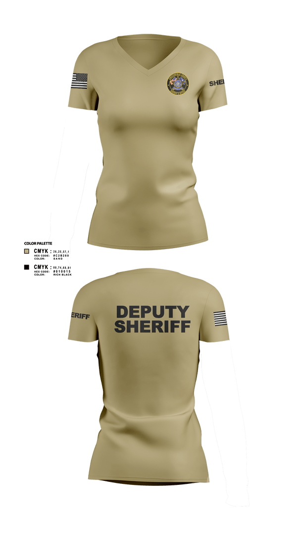 Womens Short Sleeve Vneck Shirt, Chesterfield County Sheriff Office, Police, Teamtime, Team time, sublimation, custom sports apparel, team uniforms, spirit wear, spiritwear, sports uniforms, custom shirts, team store, custom team store, fundraiser sports, apparel fundraiser