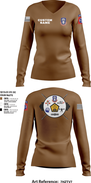 Womens Long Sleeve Vneck Shirt, 82nd ADSB H2F, Army, Teamtime, Team time, sublimation, custom sports apparel, team uniforms, spirit wear, spiritwear, sports uniforms, custom shirts, team store, custom team store, fundraiser sports, apparel fundraiser