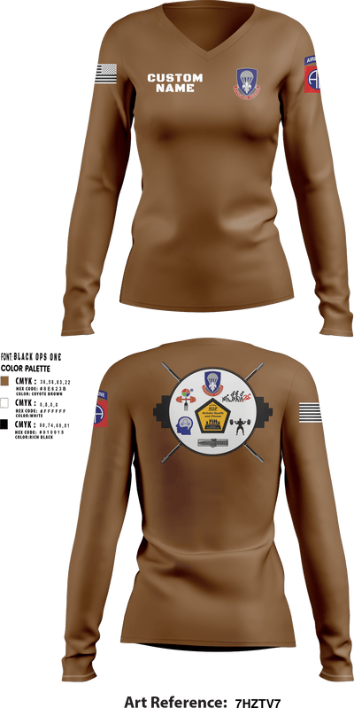 82nd ADSB H2F 64570500 Women's Long Sleeve V-neck Shirt - 31