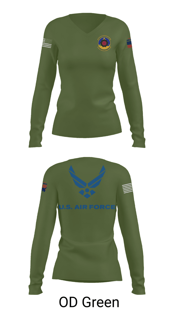 Womens Long Sleeve Vneck Shirt 1, 4th Component Maintenance Squadron, , Teamtime, Team time, sublimation, custom sports apparel, team uniforms, spirit wear, spiritwear, sports uniforms, custom shirts, team store, custom team store, fundraiser sports, apparel fundraiser