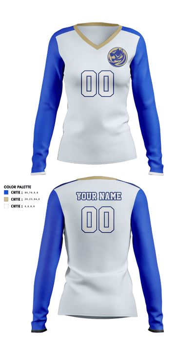 Bradwell Institute Volleyball 8244530 Women's Long Sleeve V-neck Shirt - 10