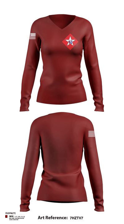 1/6 58710445 Women's Long Sleeve V-neck Shirt -1 123