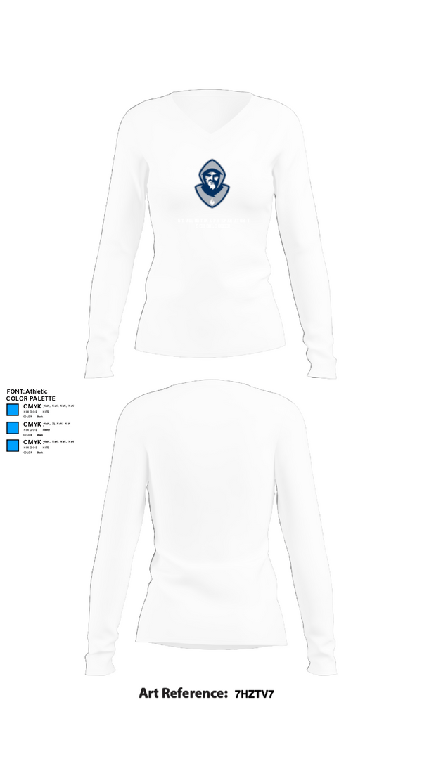 Womens Long Sleeve Vneck Shirt, St Augustine Preparatory School Soccer, Men's Soccer, Teamtime, Team time, sublimation, custom sports apparel, team uniforms, spirit wear, spiritwear, sports uniforms, custom shirts, team store, custom team store, fundraiser sports, apparel fundraiser
