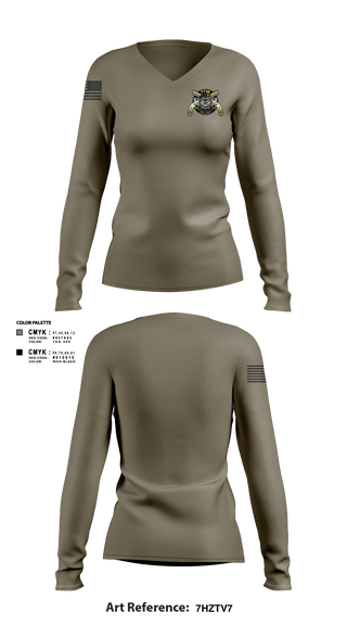 Women's Long Sleeve Vneck Shirt, 773d MP BN, Army, Teamtime, Team time, sublimation, custom sports apparel, team uniforms, spirit wear, spiritwear, sports uniforms, custom shirts, team store, custom team store, fundraiser sports, apparel fundraiser