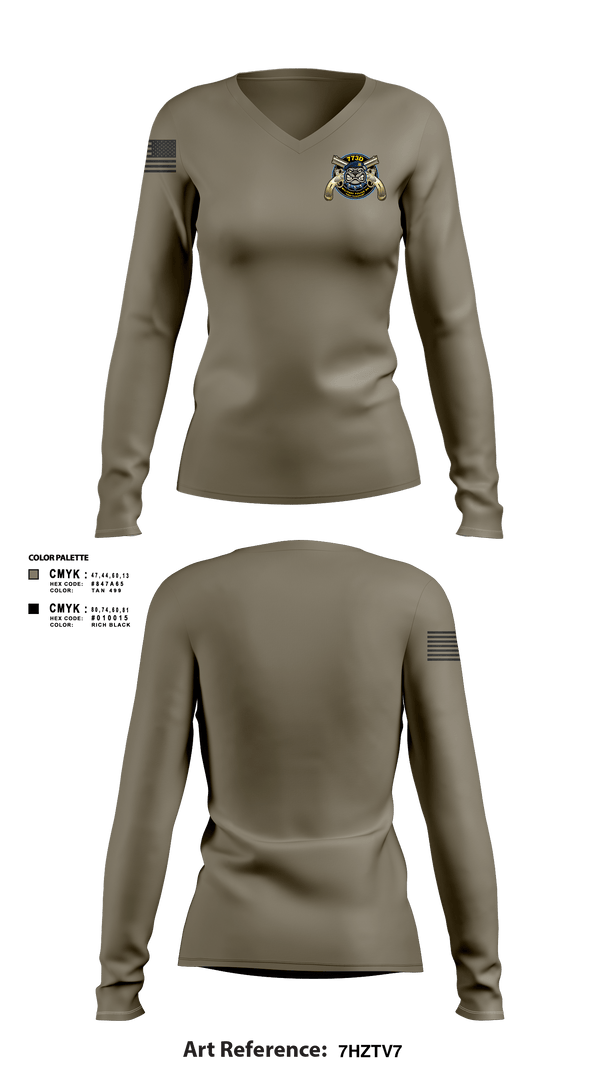 Women's Long Sleeve Vneck Shirt, 773d MP BN, Army, Teamtime, Team time, sublimation, custom sports apparel, team uniforms, spirit wear, spiritwear, sports uniforms, custom shirts, team store, custom team store, fundraiser sports, apparel fundraiser