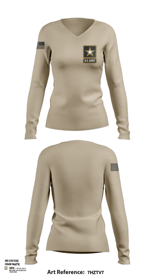 Womens Long Sleeve Vneck Shirt, C 232, Army, Teamtime, Team time, sublimation, custom sports apparel, team uniforms, spirit wear, spiritwear, sports uniforms, custom shirts, team store, custom team store, fundraiser sports, apparel fundraiser