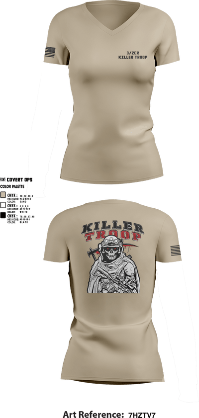 3/2CR Killer Troop 6220684 Women's Short Sleeve V-neck Shirt - 4