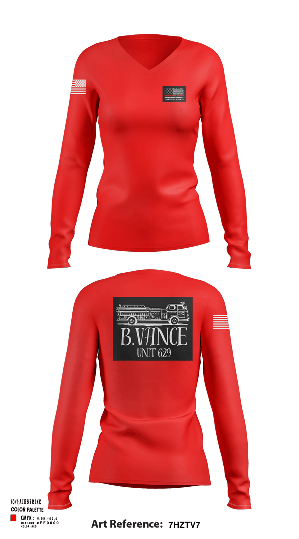 Womens Long Sleeve Vneck Shirt, 629, Fire Department, Teamtime, Team time, sublimation, custom sports apparel, team uniforms, spirit wear, spiritwear, sports uniforms, custom shirts, team store, custom team store, fundraiser sports, apparel fundraiser