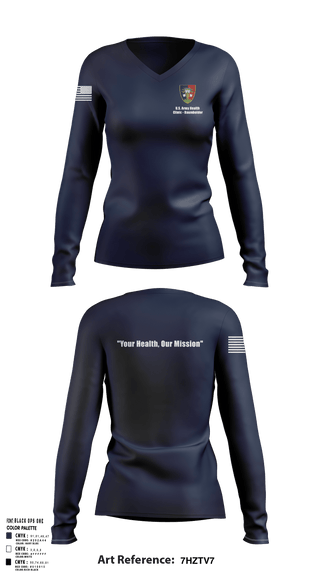 Women's Long Sleeve Vneck Shirt, U.S. Army Health Clinic - Baumholder, Army, Teamtime, Team time, sublimation, custom sports apparel, team uniforms, spirit wear, spiritwear, sports uniforms, custom shirts, team store, custom team store, fundraiser sports, apparel fundraiser