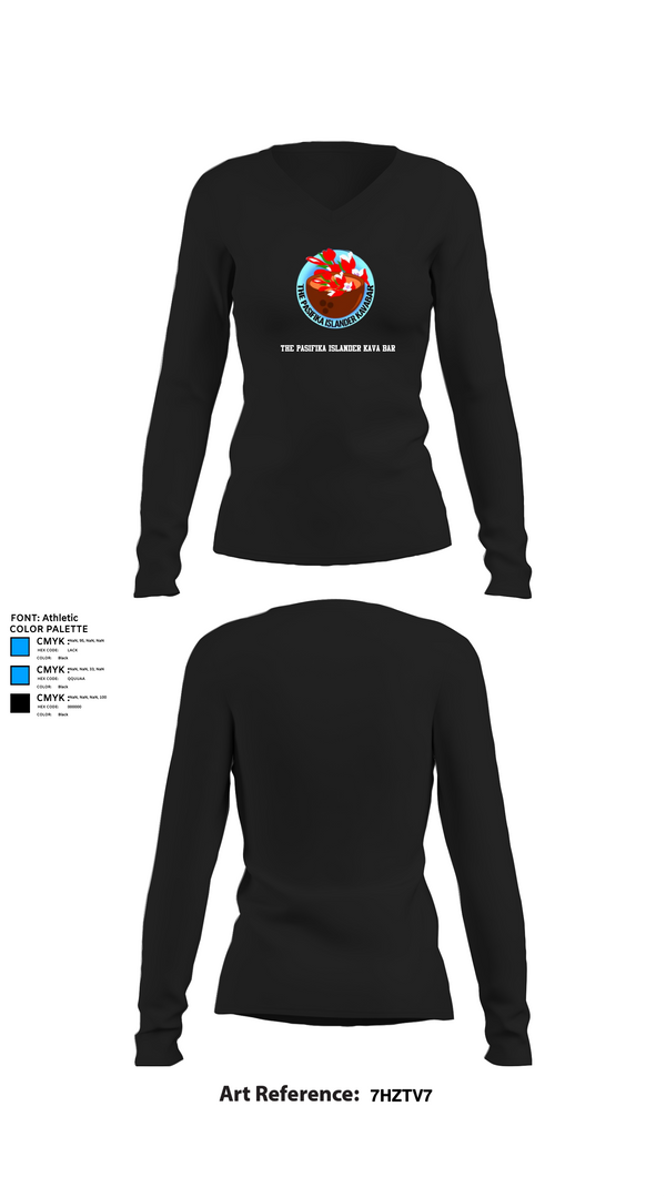 Womens Long Sleeve Vneck Shirt, The Pasifika Islander Kava Bar, , Teamtime, Team time, sublimation, custom sports apparel, team uniforms, spirit wear, spiritwear, sports uniforms, custom shirts, team store, custom team store, fundraiser sports, apparel fundraiser