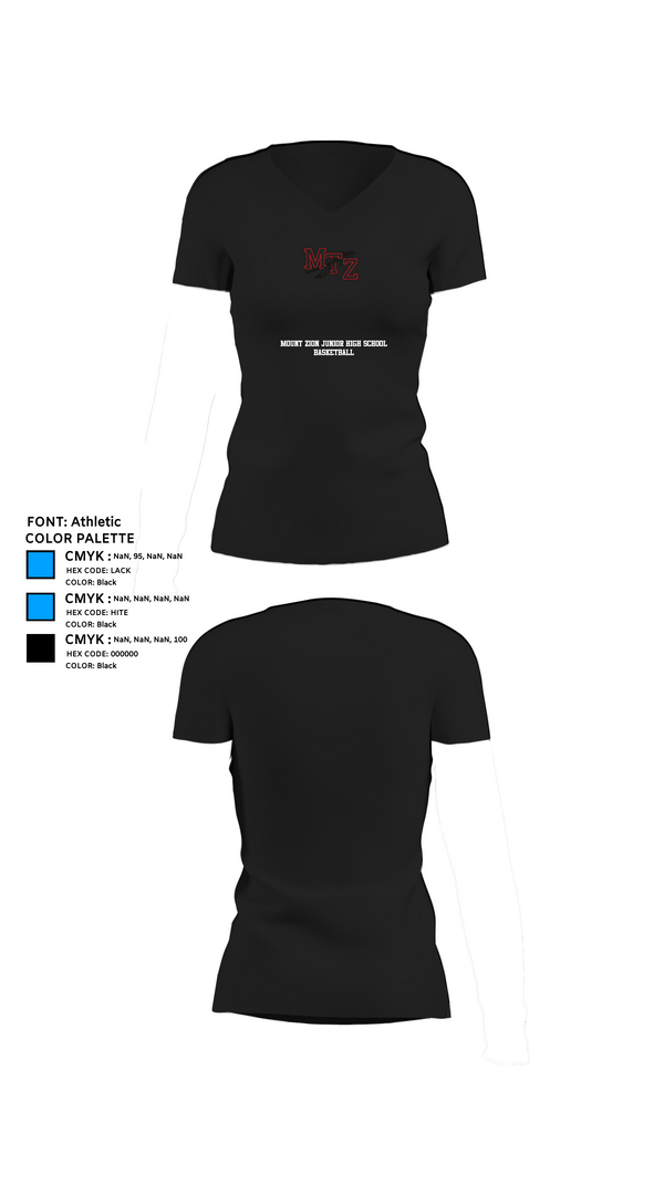 Womens Short Sleeve Vneck Shirt, Mount Zion Junior High School Basketball, Women's Basketball, Teamtime, Team time, sublimation, custom sports apparel, team uniforms, spirit wear, spiritwear, sports uniforms, custom shirts, team store, custom team store, fundraiser sports, apparel fundraiser