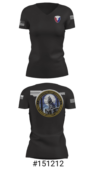 Women's Short Sleeve Vneck Shirt, USAG Fort Hunter Liggett, Army, Teamtime, Team time, sublimation, custom sports apparel, team uniforms, spirit wear, spiritwear, sports uniforms, custom shirts, team store, custom team store, fundraiser sports, apparel fundraiser