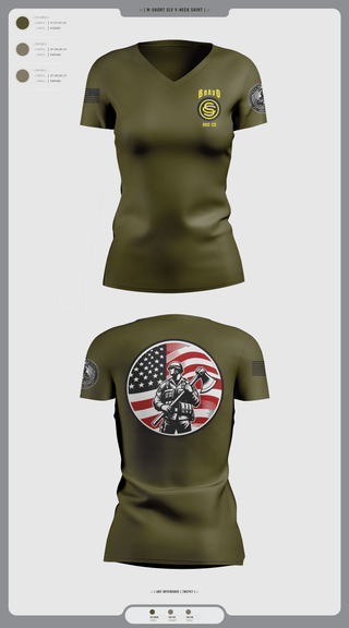Womens Short Sleeve Vneck Shirt, , Army, Teamtime, Team time, sublimation, custom sports apparel, team uniforms, spirit wear, spiritwear, sports uniforms, custom shirts, team store, custom team store, fundraiser sports, apparel fundraiser