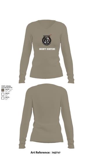 Womens Long Sleeve Vneck Shirt, Bounty hunters, , Teamtime, Team time, sublimation, custom sports apparel, team uniforms, spirit wear, spiritwear, sports uniforms, custom shirts, team store, custom team store, fundraiser sports, apparel fundraiser