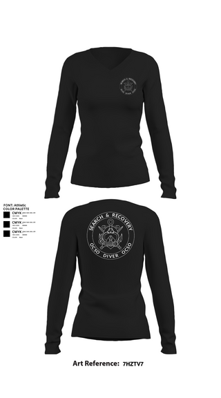 Womens Long Sleeve Vneck Shirt, Underwater Search & Recovery Team, Police, Teamtime, Team time, sublimation, custom sports apparel, team uniforms, spirit wear, spiritwear, sports uniforms, custom shirts, team store, custom team store, fundraiser sports, apparel fundraiser