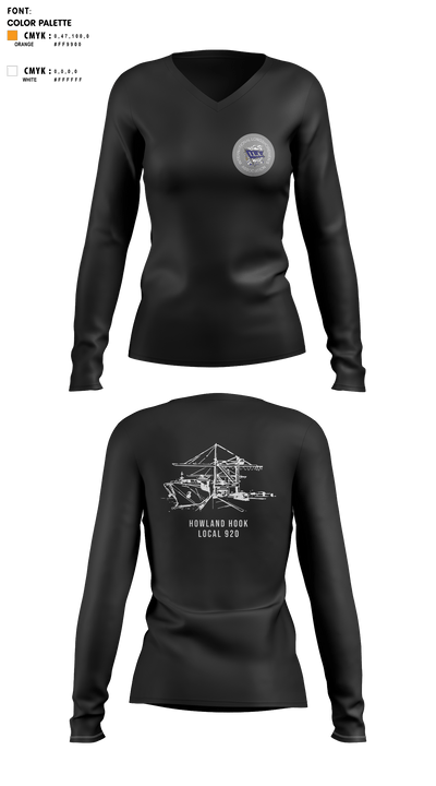 Howland Hook Marine Terminal 56370038 Women's Long Sleeve V-neck Shirt - 4
